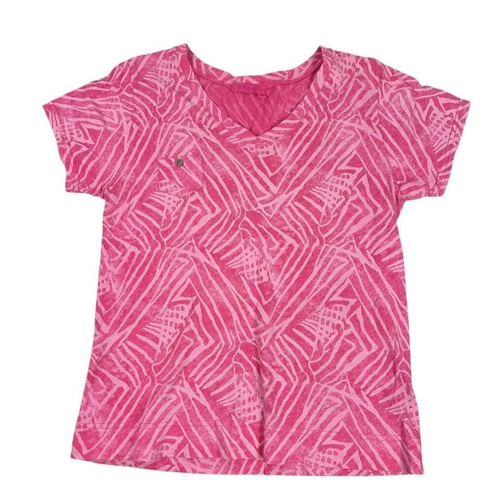 Fresh Produce Pink V-Neck Small Cotton T-shirt